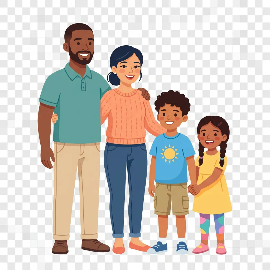 Happy diverse family exploring Guide Funding loan options